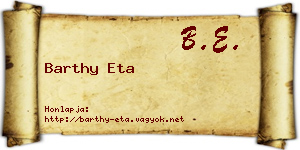 Barthy Eta névjegykártya